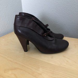LOGAN VERA PELLE Leather Heeled Bootie Women’s EU 37 Chocolate Brown
